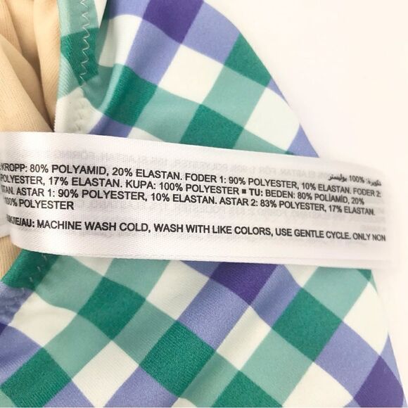 Amazon Essentials Blue Green Gingham One Piece Bathing Swim Suit - Picture 14 of 15